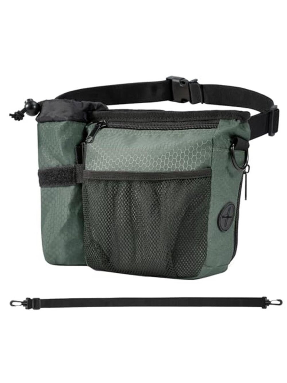 Dog Treat Training Pouch Built-in Poop Bag and Side Pocket Dispenser